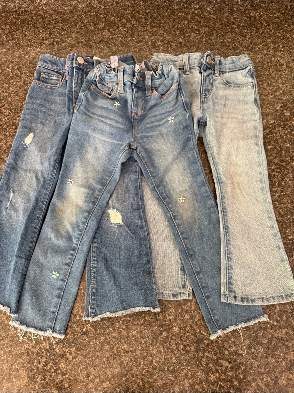 3- Old Navy Girls' Multi-Blue Denim Jeans with Embroidered Stars